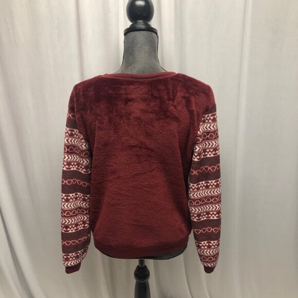Save The Drama For Your Llama Plush Top Womens Size Medium Maroon Comfy Pullover - Picture 5 of 8